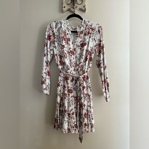 LOFT Floral Ruffle Hem Dress Whisper White
Size XXSP